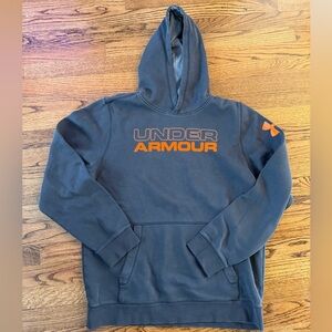 Under Armour Men's Dark Greyish Blue and Orange Hoodie